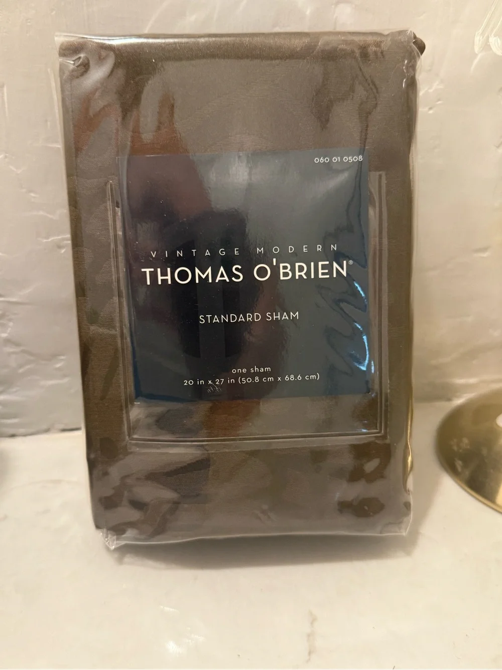 NEW Thomas O Brien Standard Sham Vintage Modern Dk Brown Rich Neutral